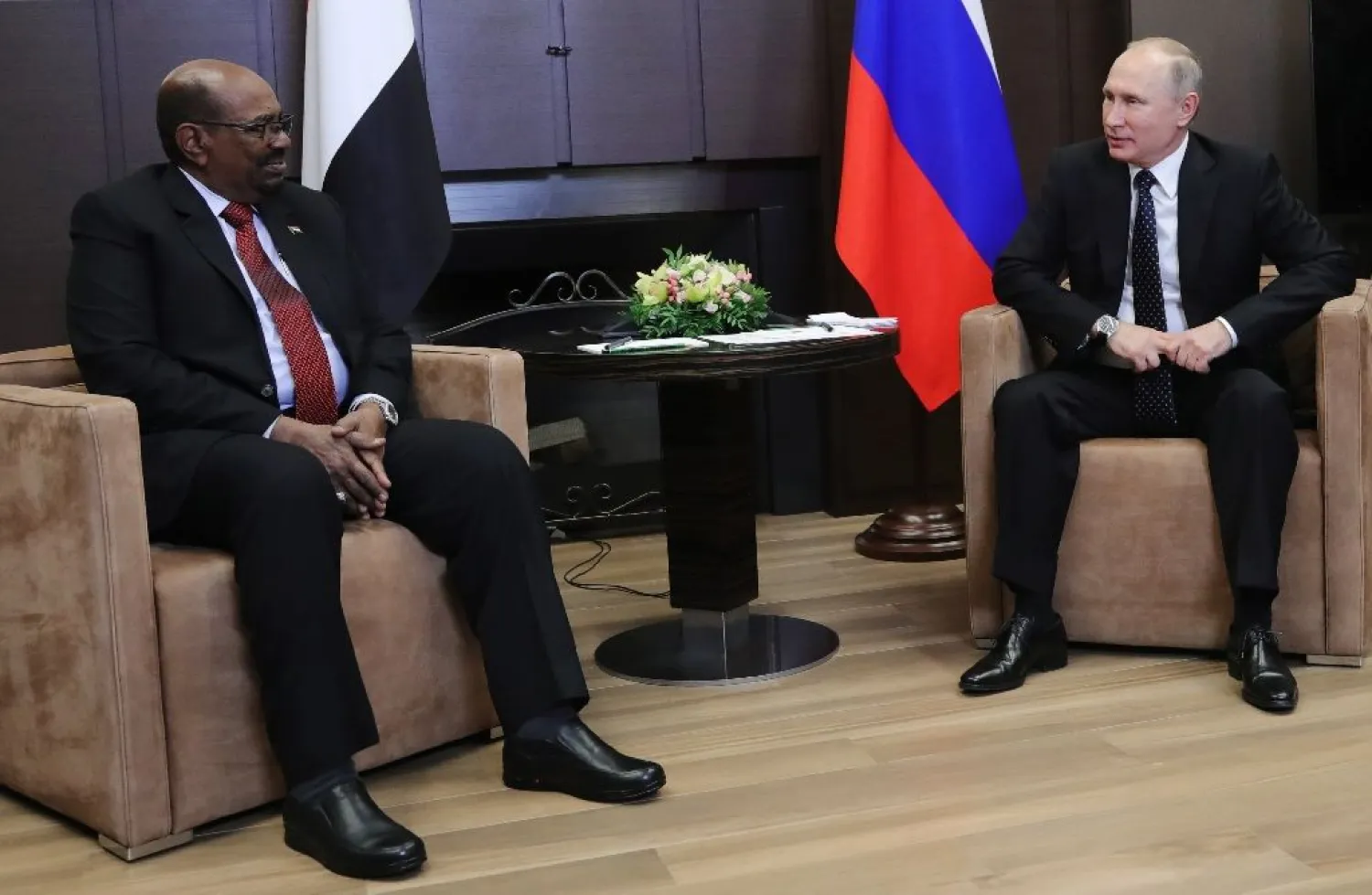 Sudanese President Omar al-Bashir meets with Vladimir Putin in Russia (AFP)
