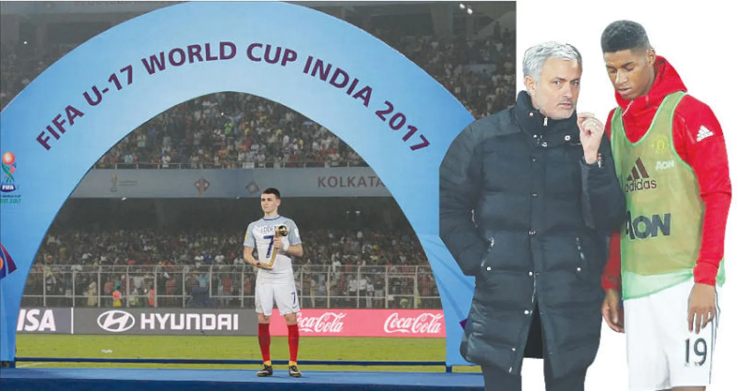 مورينيو يدعم راشفورد ملتزماً بقواعد يونايتد  للدفع بناشئي النادي - فيل فودين يتوج بجائزة أفضل لاعب في كأس العالم تحت 17 عاماً (أ.ب)