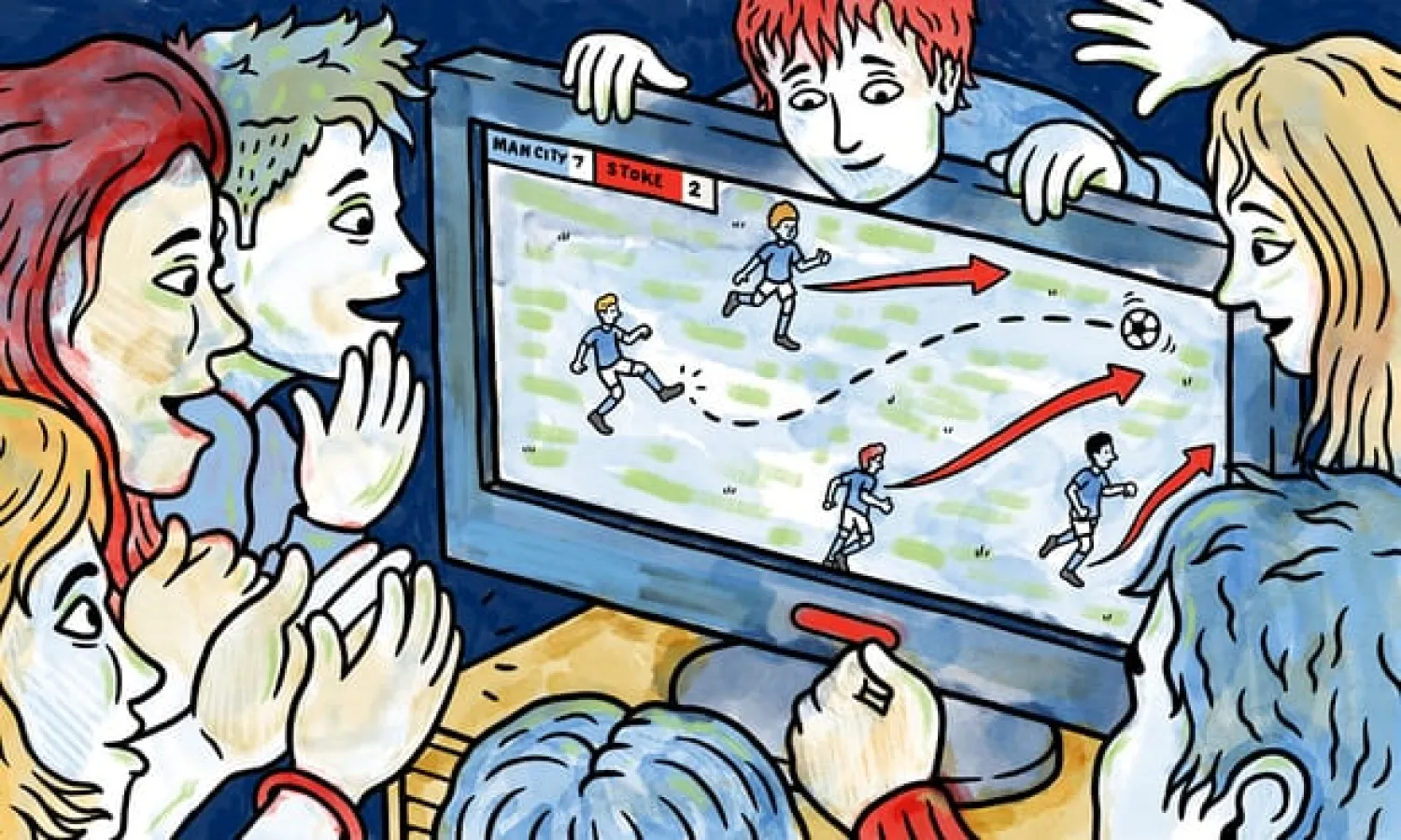  ‘It has been a week for cosying up to this City team, finding new ways to praise their brilliance. Well, here is another one. They are also unavoidably likable.’ Illustration: Matt Johnstone
 