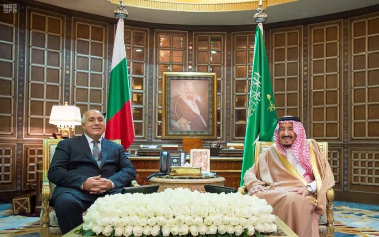 خادم الحرمين الشريفين ورئيس مجلس الوزراء البلغاري في الرياض (واس)
