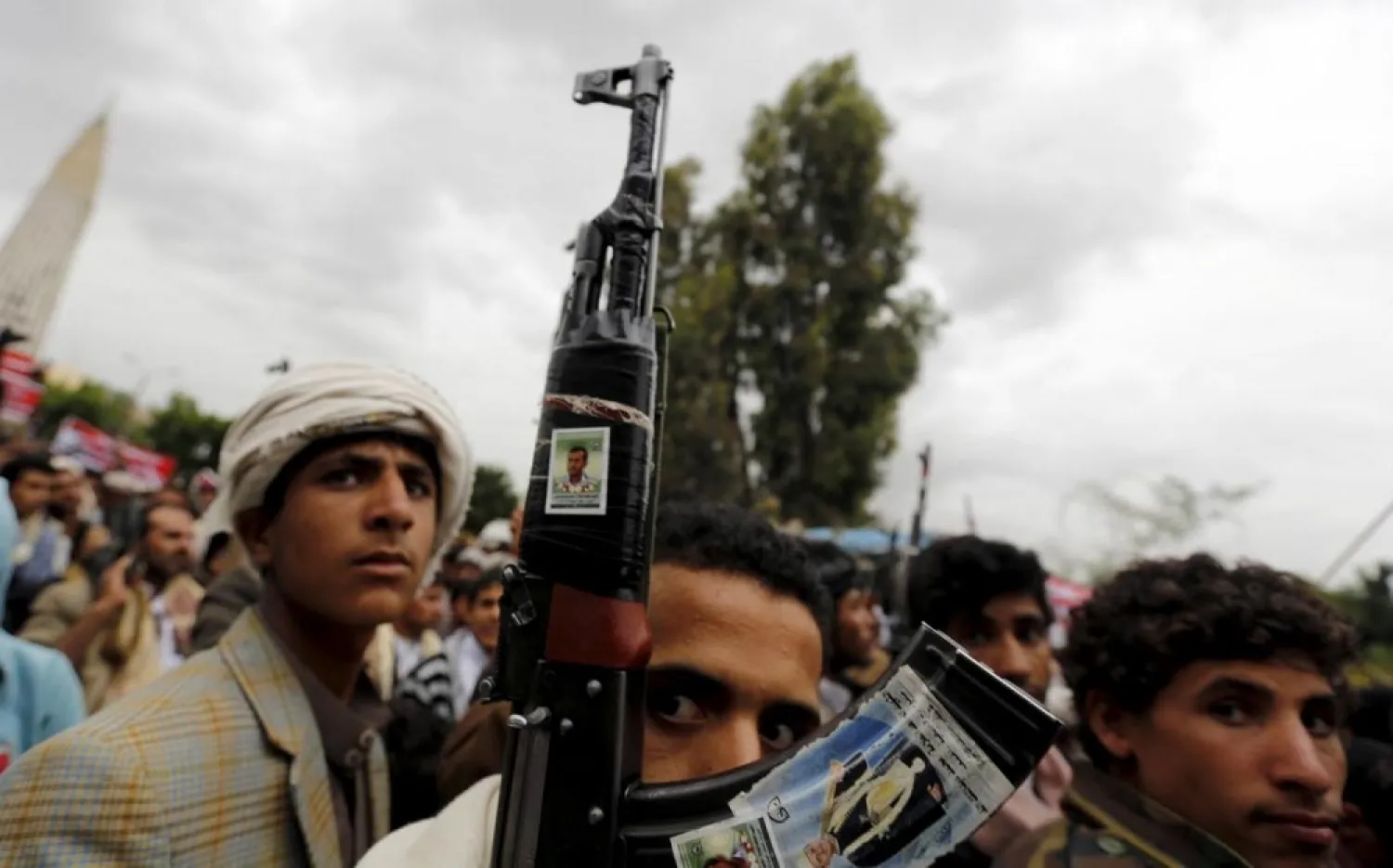 A Houthi supporter holds up his rifle during a rally in the Yemeni capital Sana'a. (Reuters)