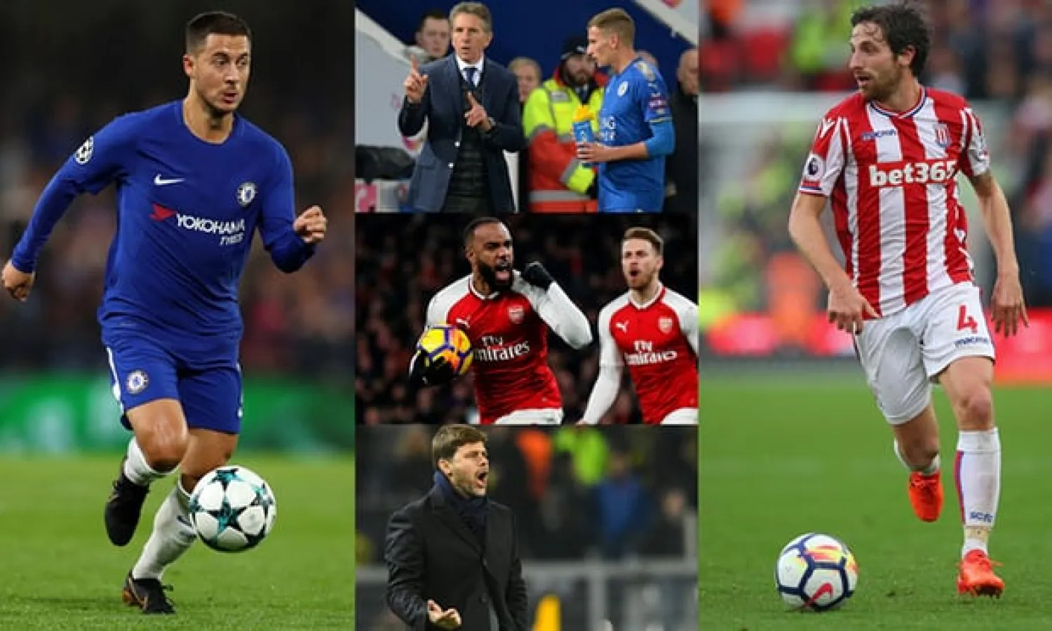  In the thick of it (clockwise from left): Eden Hazard, Claude Puel, Joe Allen, Mauricio Pochettino and Alexandre Lacazette. Composite: Getty Images. AFP, Reuters,
