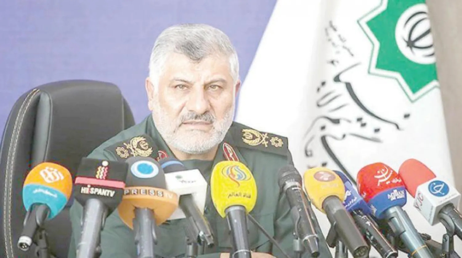 Iranian Revolutionary Guards' economic wing leader Ebadullah Abdullahi at a Tehran presser on Wednesday December 13, 2017, Asharq Al-Awsat