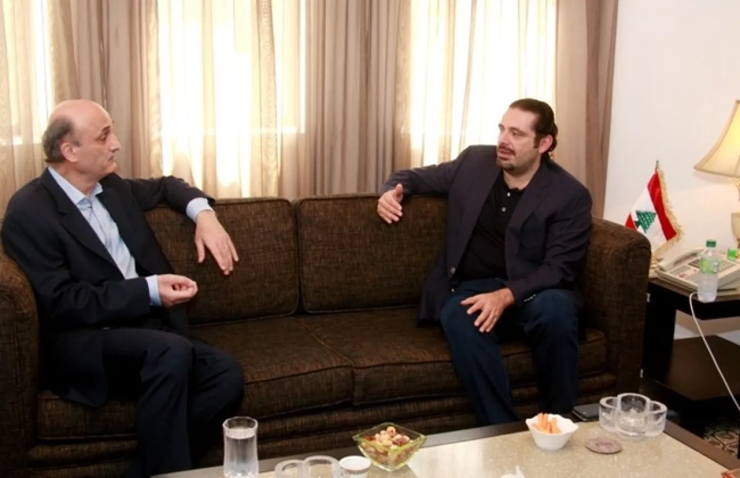 LF chief Samir Geagea visits Former PM Saad Hariri in Jeddah, Monday, July 20, 2015. (The Daily Star/ NNA, HO)