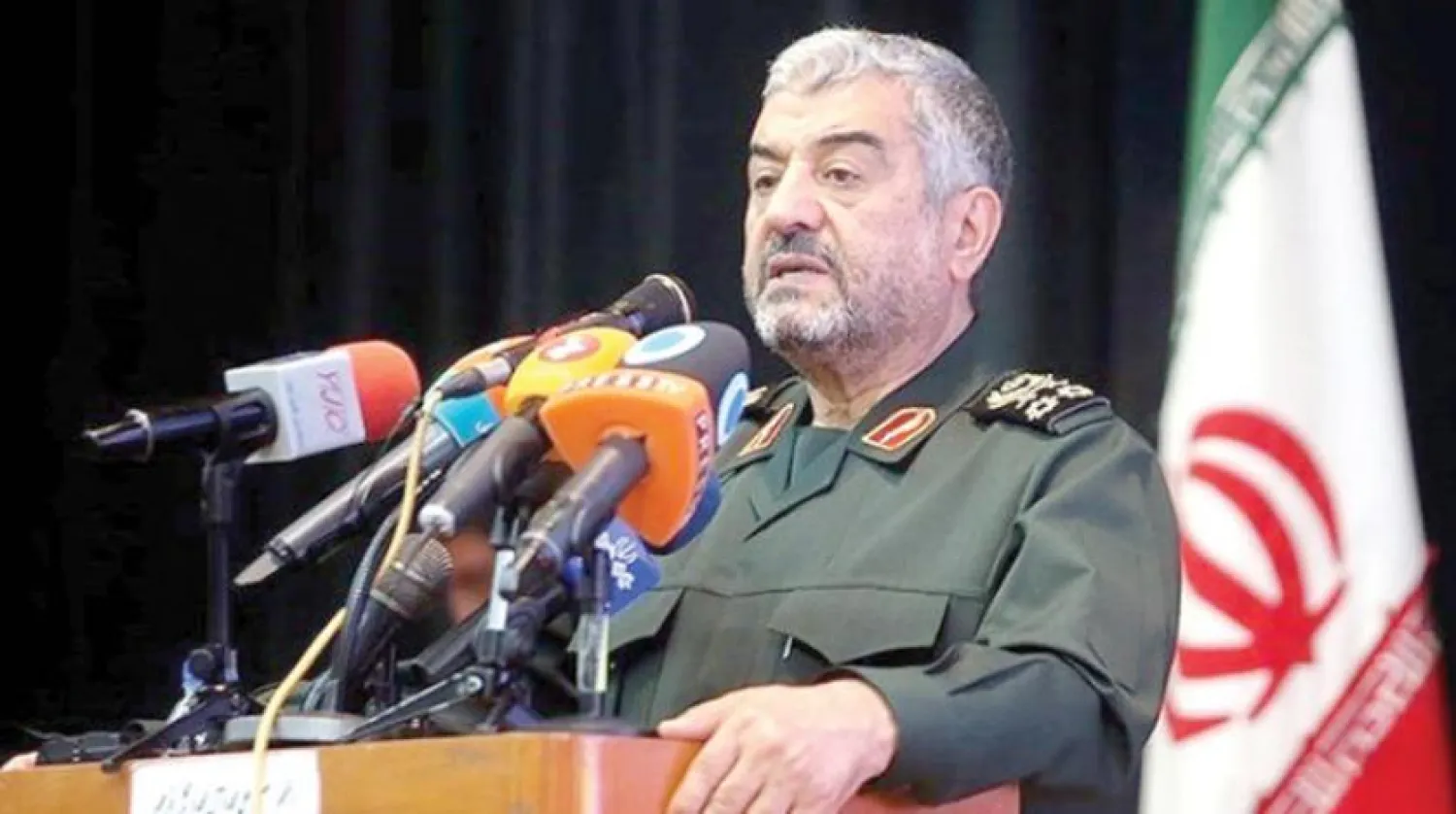 Revolutionary Guards Commander Mohammad Ali Jafari addresses a crowd of students at military universities in Tehran. (Tasnim)