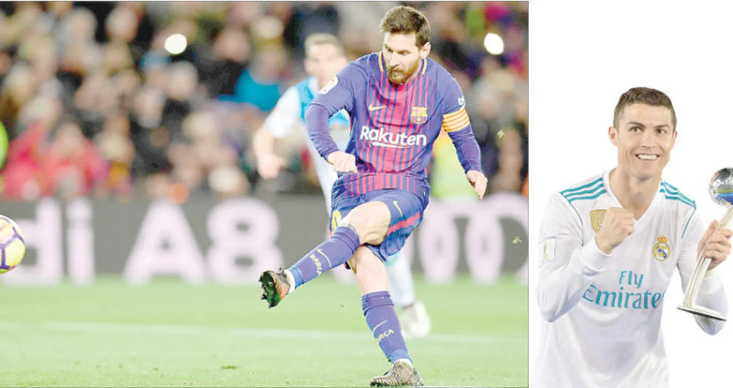 عودة رونالدو للتألق جاءت في توقيت مثالي للريال (أ.ف.ب) - ميسي صوب 3 مرات في عارضة وقائم لاكورونيا لكنه ما زال يتصدر هدافي الدوري الإسباني (أ.ف.ب)