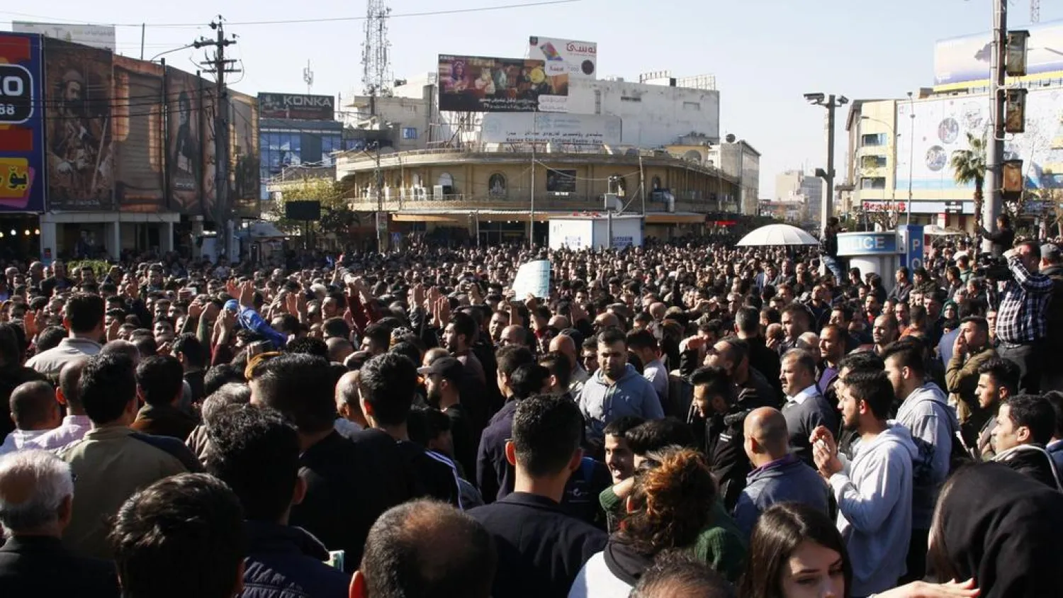 Kurdish demonstrators gather in the city of Sulaimaniya to protest against political corruption and calling for the regional government to resign. (AFP)