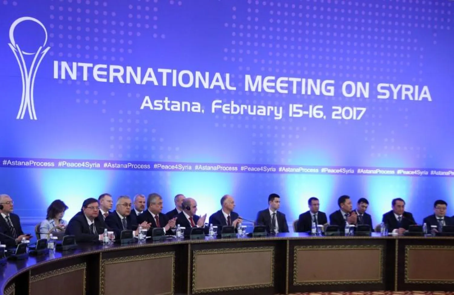 Participants of Syria peace talks attend a meeting in Astana, Kazakhstan February 16, 2017. REUTERS/Mukhtor Kholdorbekov