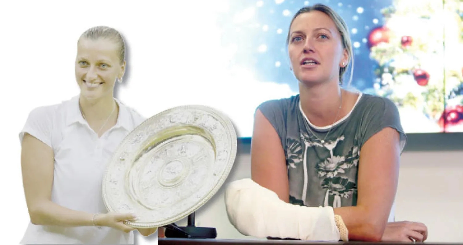 كفيتوفا تتحدث بعد الجراحة التي أجريت لها إثر الاعتداء عليها بسكين (رويترز)  -  كفيتوفا حصدت بطولة ويمبلدون مرتين