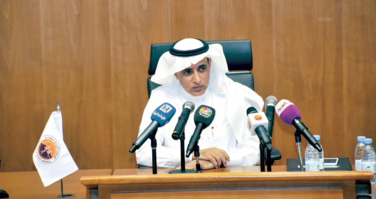 جانب من المؤتمر الصحافي لرئيس الهيئة الملكية للجبيل وينبع في الرياض أمس («الشرق الأوسط»)