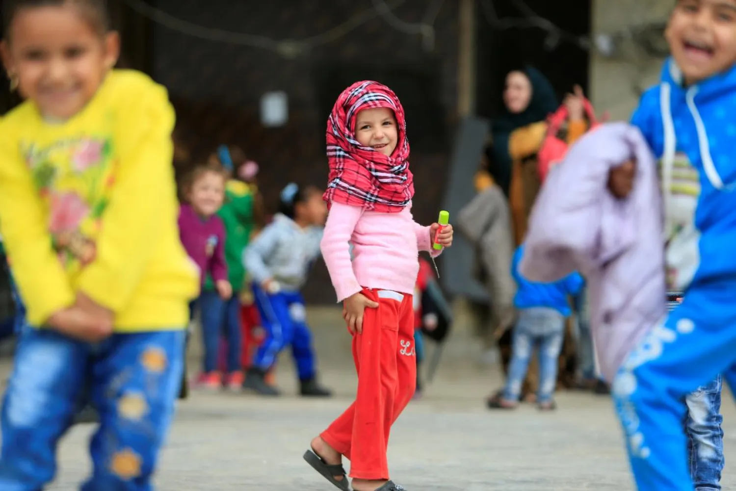 Syrian children play at a compound housing Syrian refugees in Sidon, southern Lebanon January 25, 2017. (Reuters)