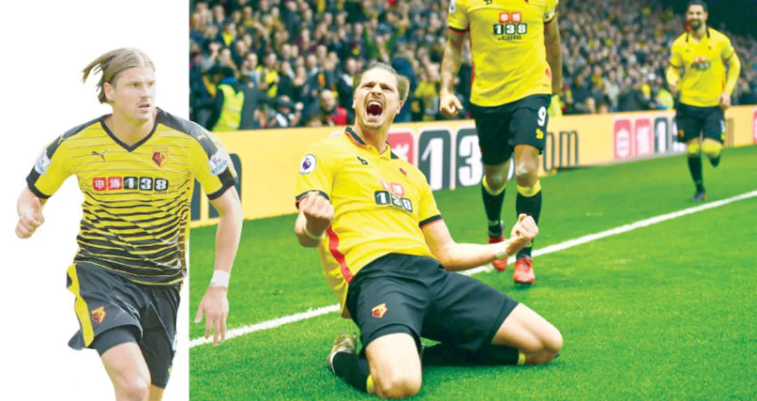 برودل يحتفل بأحد أهدافه مع واتفورد في الدوري الإنجليزي  -  برودل قلق على مستقبل الكرة الإنجليزية