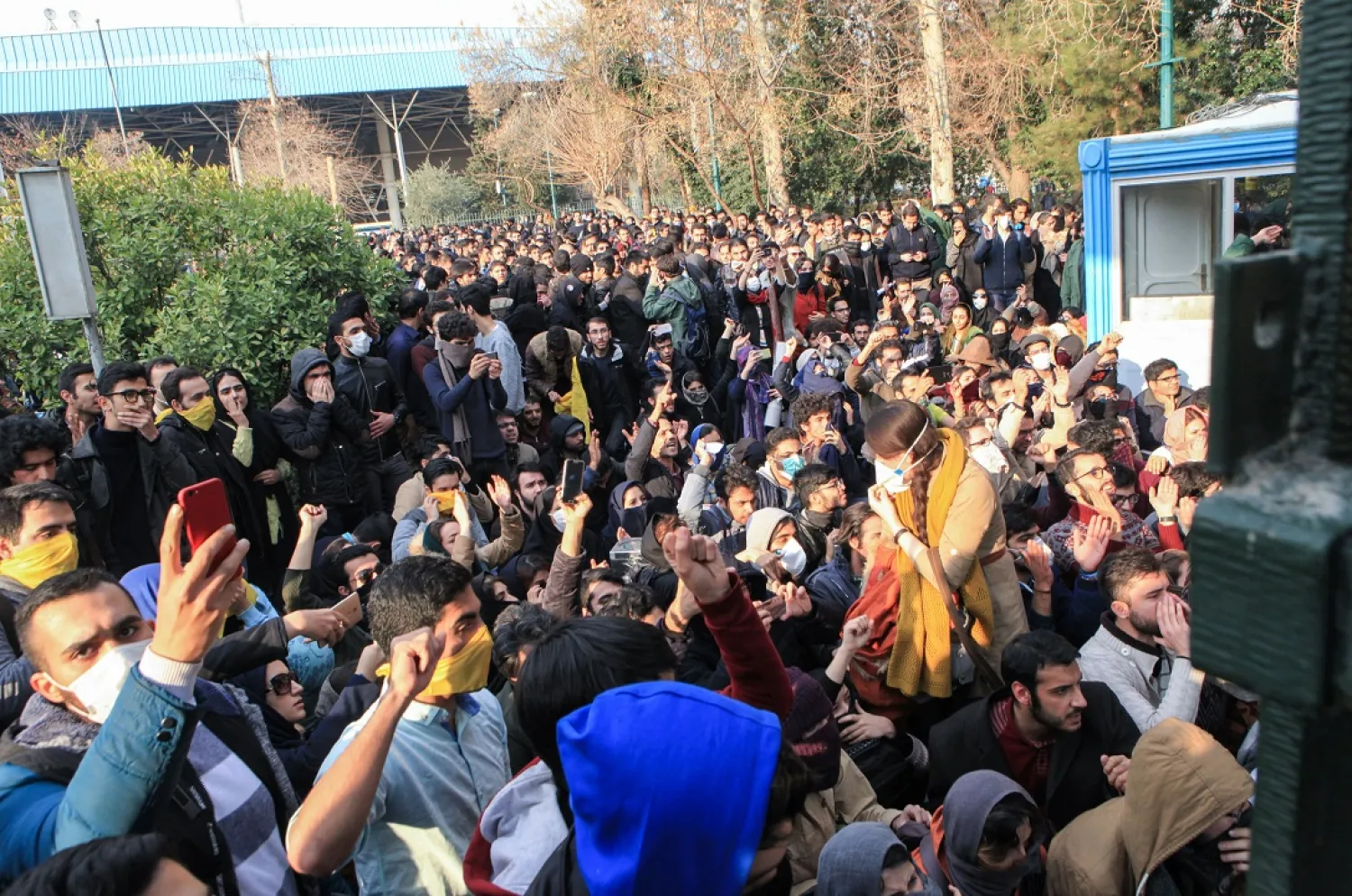 Iranian students protest at the University of Tehran. (Getty Images)