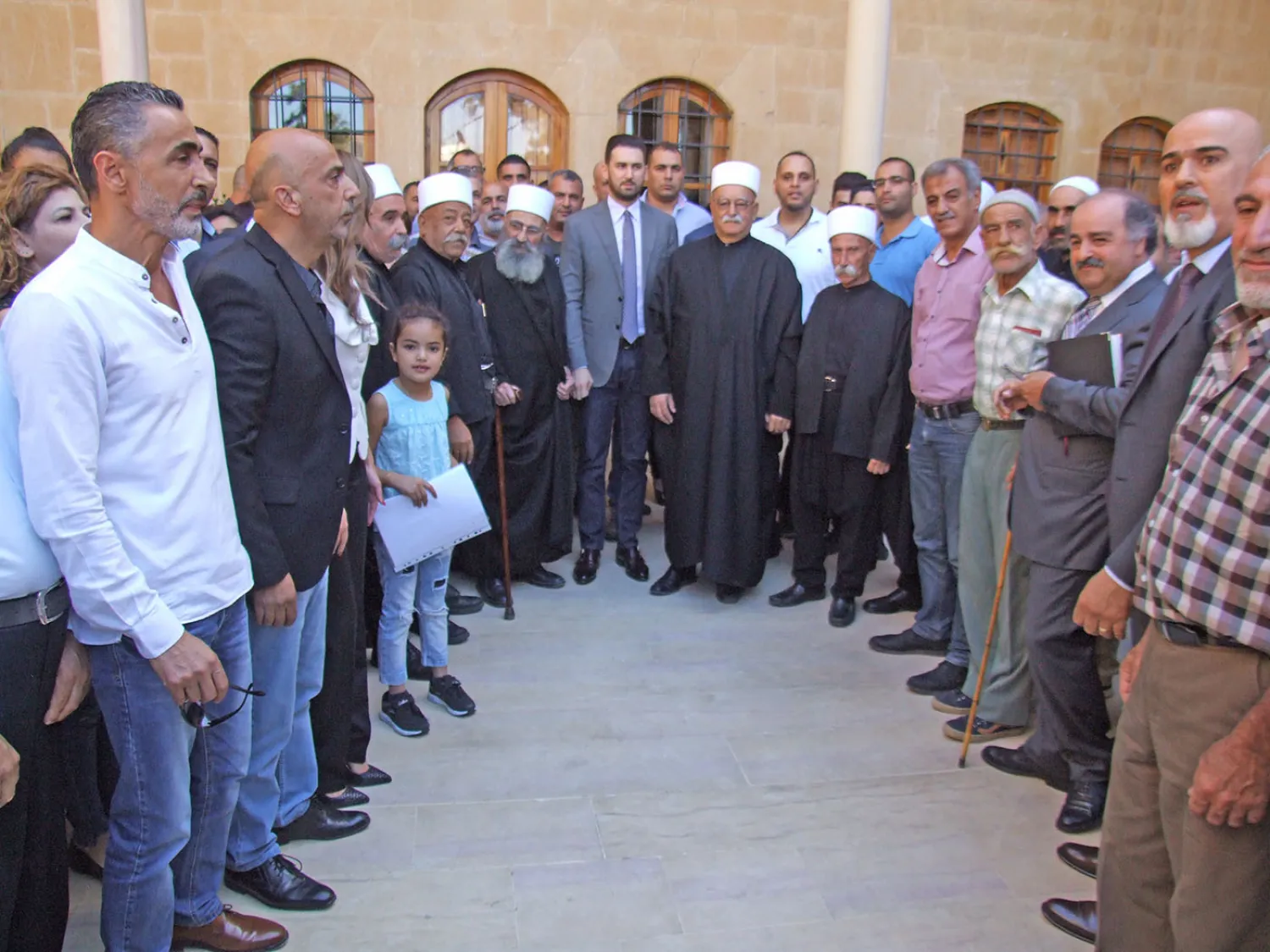 Taymour Jumblat (center) receives popular delegations at his Mokhtara residence. (NNA)