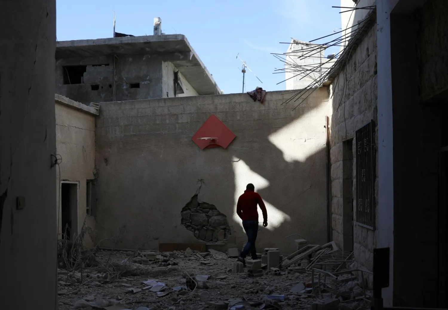 A man walks at a damaged site in the rebel-held area, in the city of Deraa, Syria December 12, 2017. Reuters