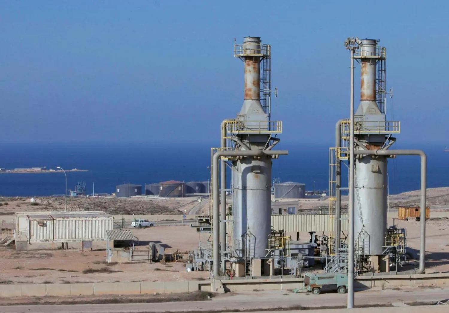 A general view of the Marsa al Hariga oil port in the city of Tobruk, Libya. (Reuters)