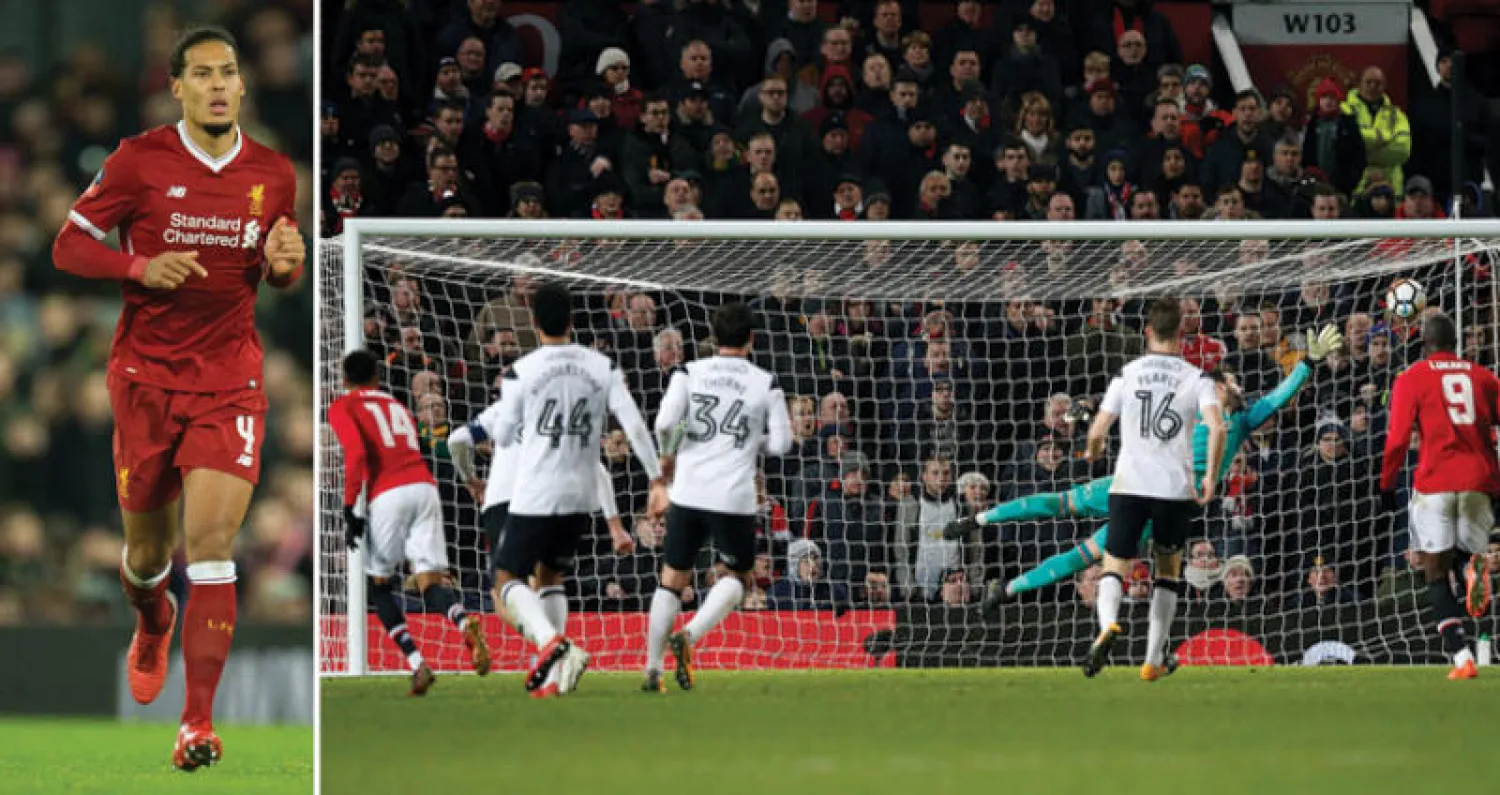 لينغارد نجم مانشستر يونايتد (يسار) يسدد ببراعة مسجلاً هدف فريقه الأول في مرمى ديربي (رويترز)  -  فان دايك سجل في أول مشاركة مع ليفربول (إ.ب.أ)