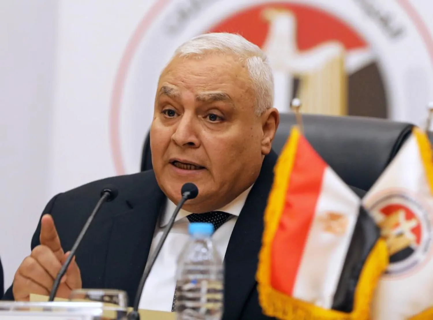 Head of the National Election Commission, Lasheen Ibrahim, speaks during a news conference in Cairo, Egypt January 8, 2018. (Reuters)