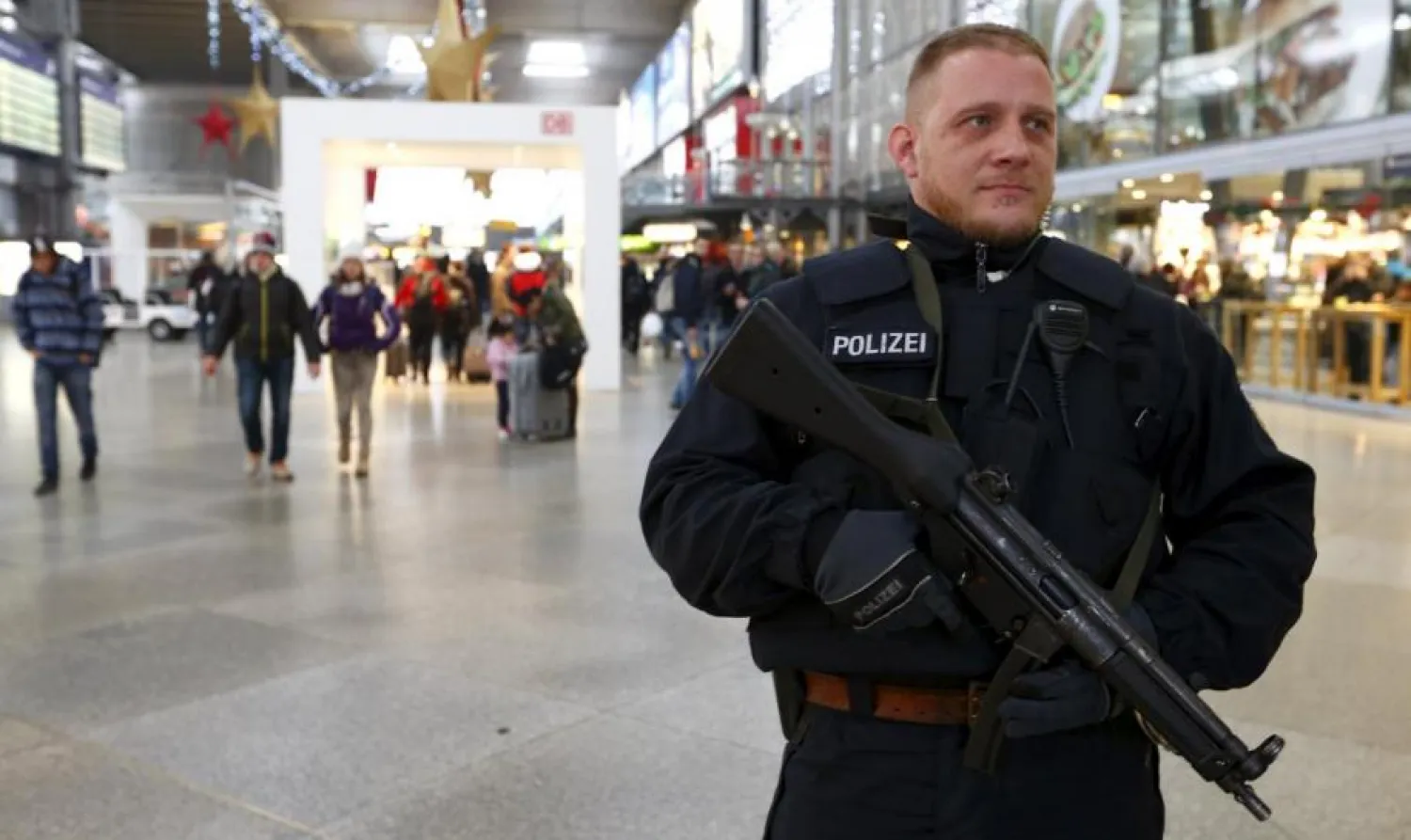 German police secure the main train station in Munich, Germany. (Reuters)