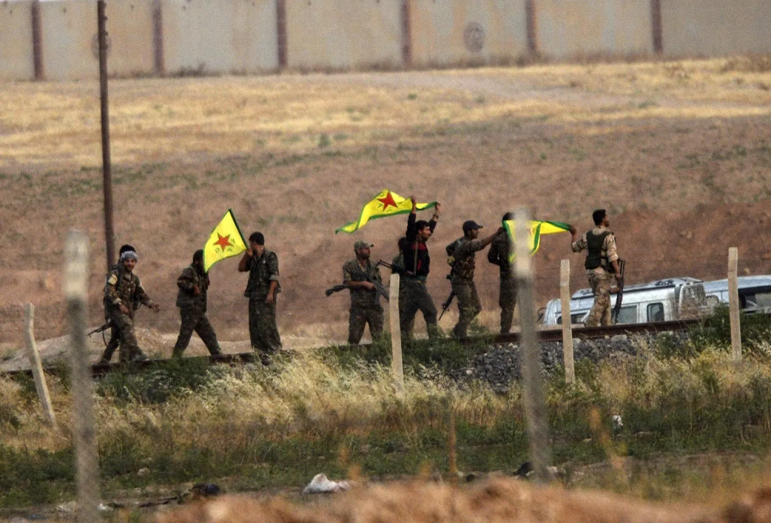 Kurdish People's Protection Units (YPG) fighters seen near the Turkish-Syrian border. (AFP)