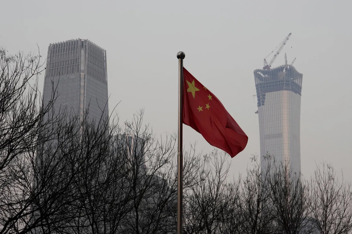 A Chinese flag in Beijing’s central business district. (Reuters)