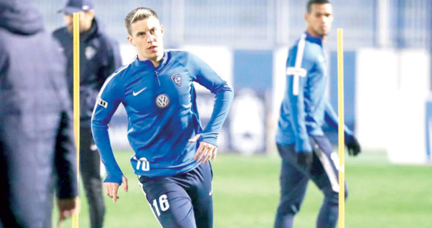 ميليسي لاعب الهلال خلال التدريبات استعدادا للكلاسيكو («الشرق الأوسط»)