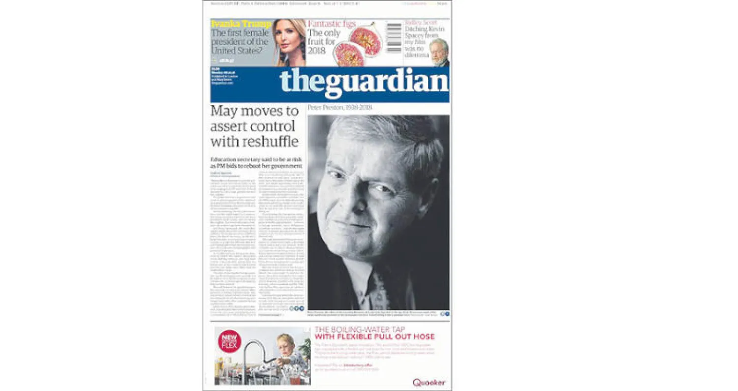 بيتر بريستون ترأس «الغارديان» في عهد ثاتشر وهز رحيله أوساط الصحافة البريطانية