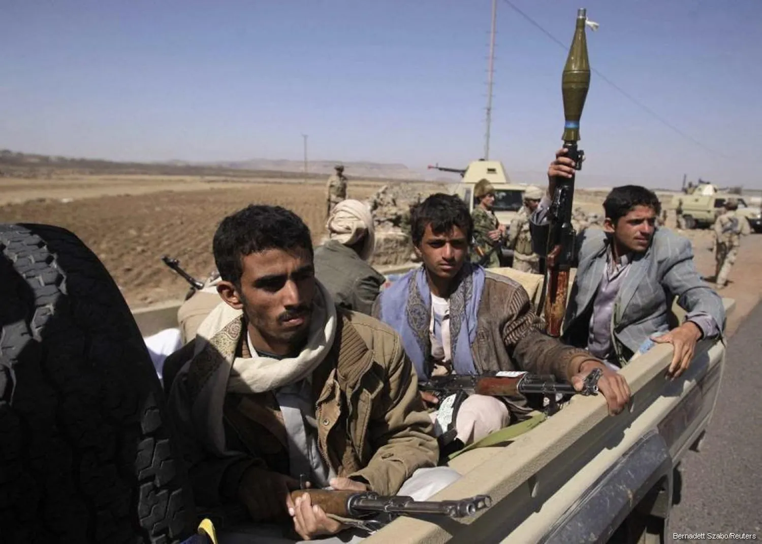 Truck mounted with Houthi militants in Yemen. Reuters