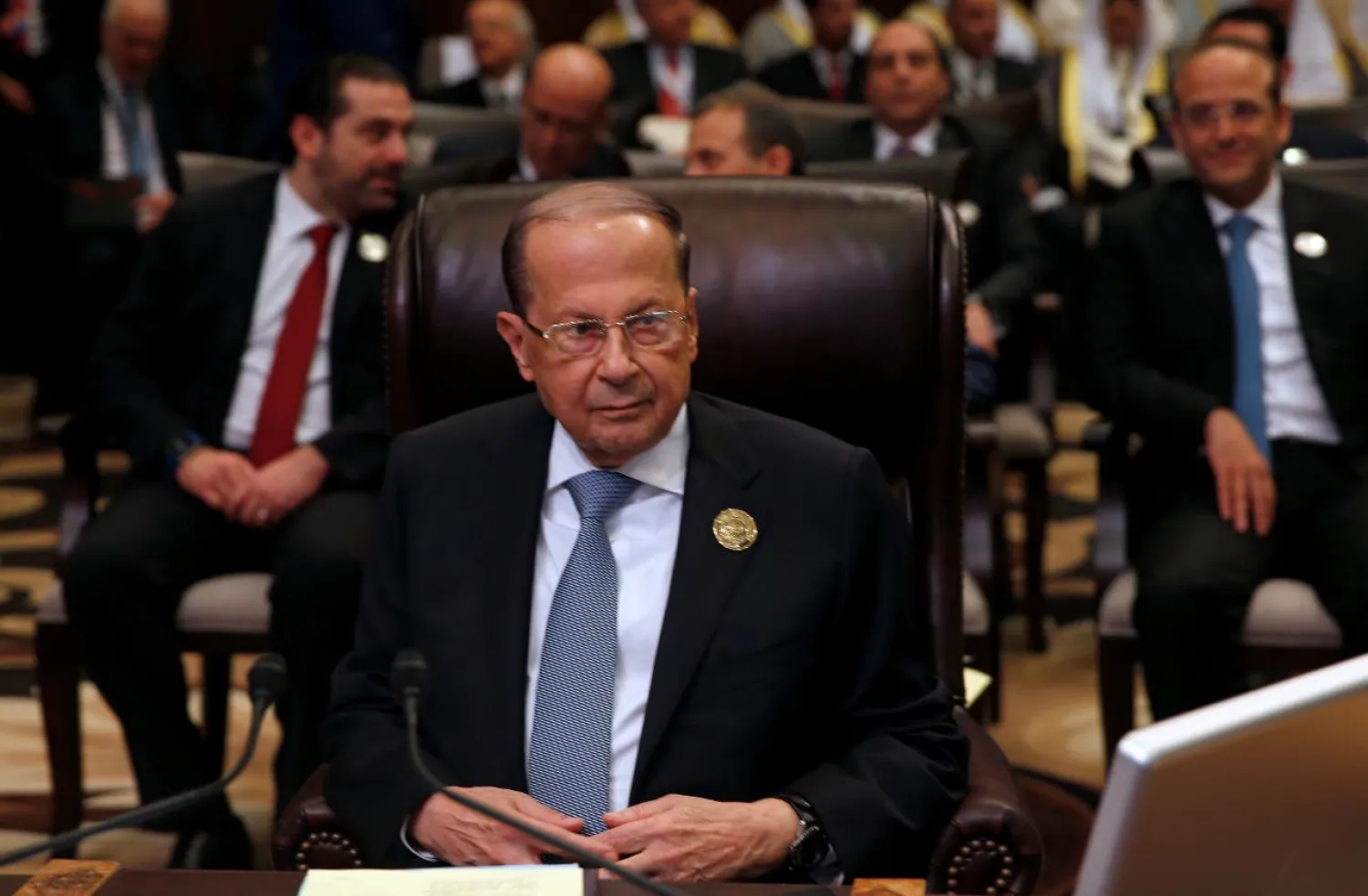 Lebanon's President Michel Aoun attends the 28th Ordinary Summit of the Arab League at the Dead Sea, Jordan March 29, 2017. REUTERS/Mohammad Hamed