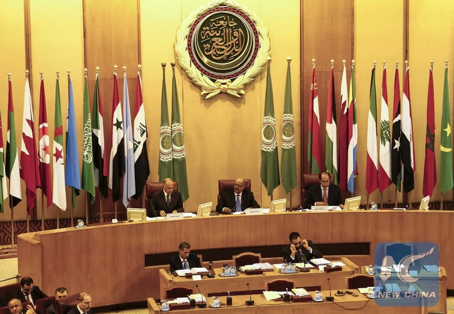 Secretary General of the Arab League Ahmed Aboul Gheit (L) chairs the Arab foreign ministers meeting to discuss the latest developments in Middle Eastern affairs, on September 12, 2017, in Cairo. (AFP Photo)
