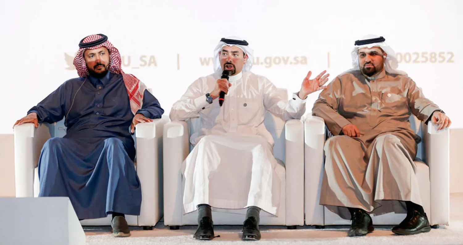 جانب من المؤتمر الصحفي الذي عقد في العلا (تصوير - بدر الحمد)