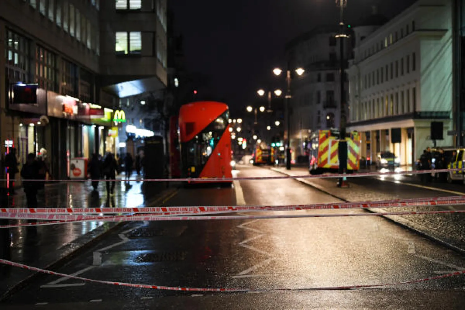 Police tape blocks the Strand near Charing Cross station after it was shut due to a gas leak, in London, Britain, January 23, 2018. REUTERS/Dylan Martinez
