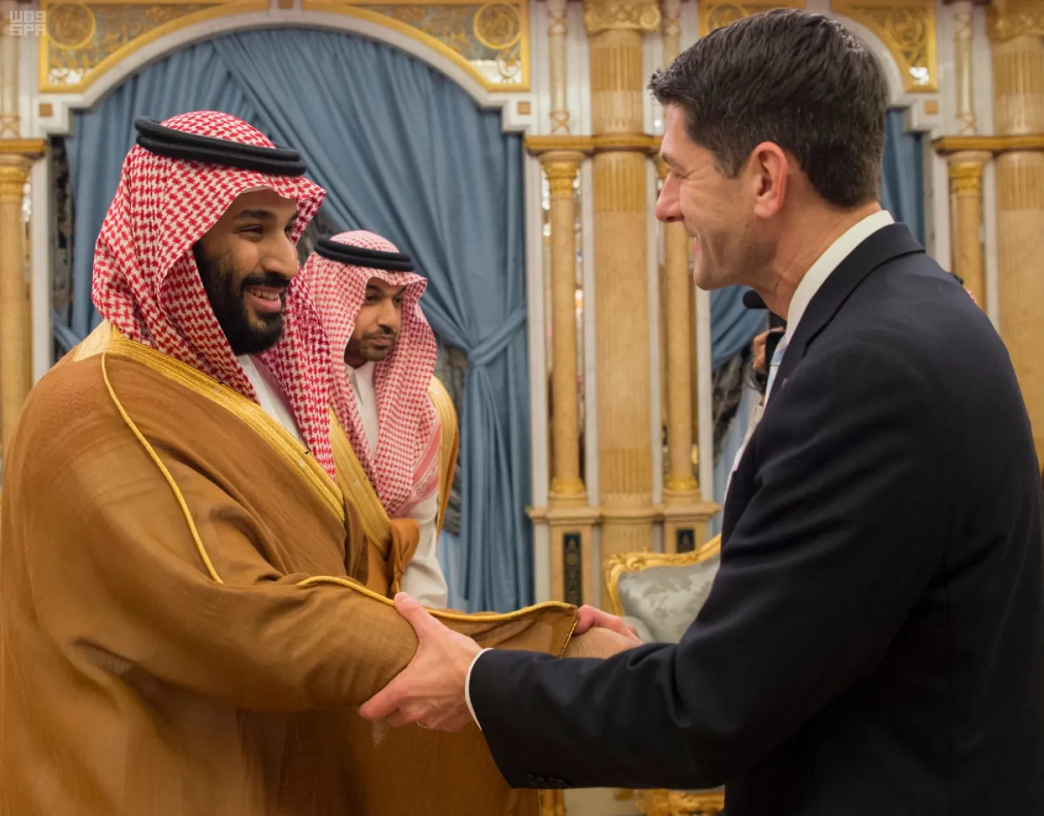 Saudi Crown Prince Mohammed bin Salman meets in Jeddah with US Speaker of the House of Representatives. (SPA)
