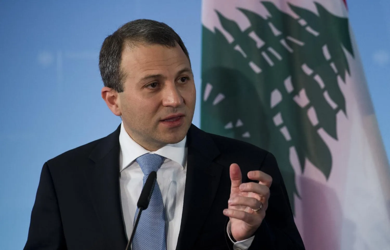 Lebanese Foreign Minister Jebran Bassil speaks during a press conference. (AFP Photo/John MacDougall)