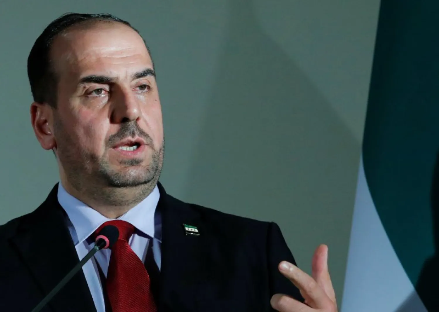 Nasr al-Hariri, Head of the Syrian High Negotiations Committee (HNC), attends a news conference in Geneva, Switzerland November 27, 2017. Reuters