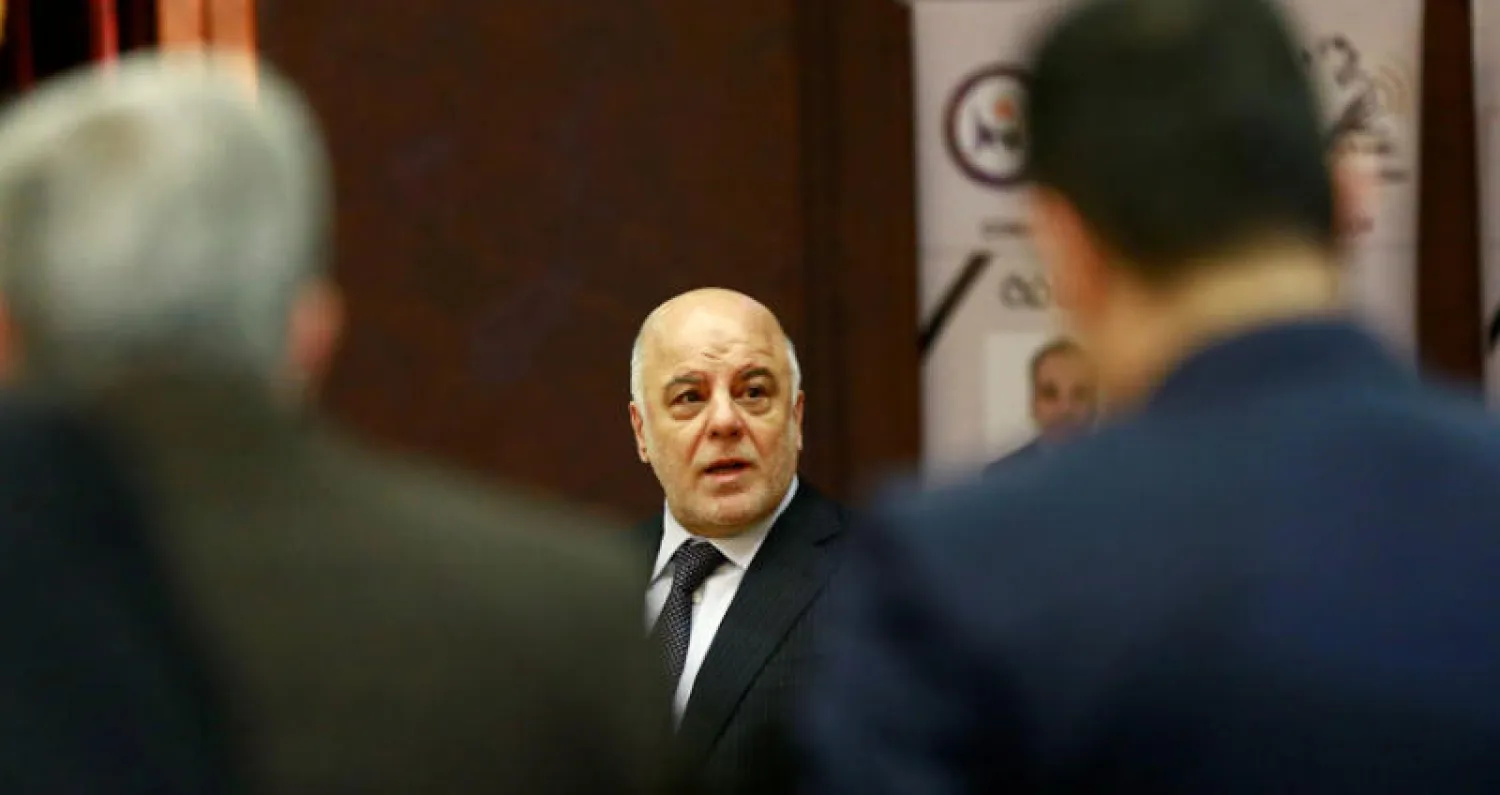 رئيس الوزراء العراقي حيدر العبادي يشارك في  احتفال جرى أمس بمناسبة اختيار بغداد عاصمة للإعلام العربي (رويترز)