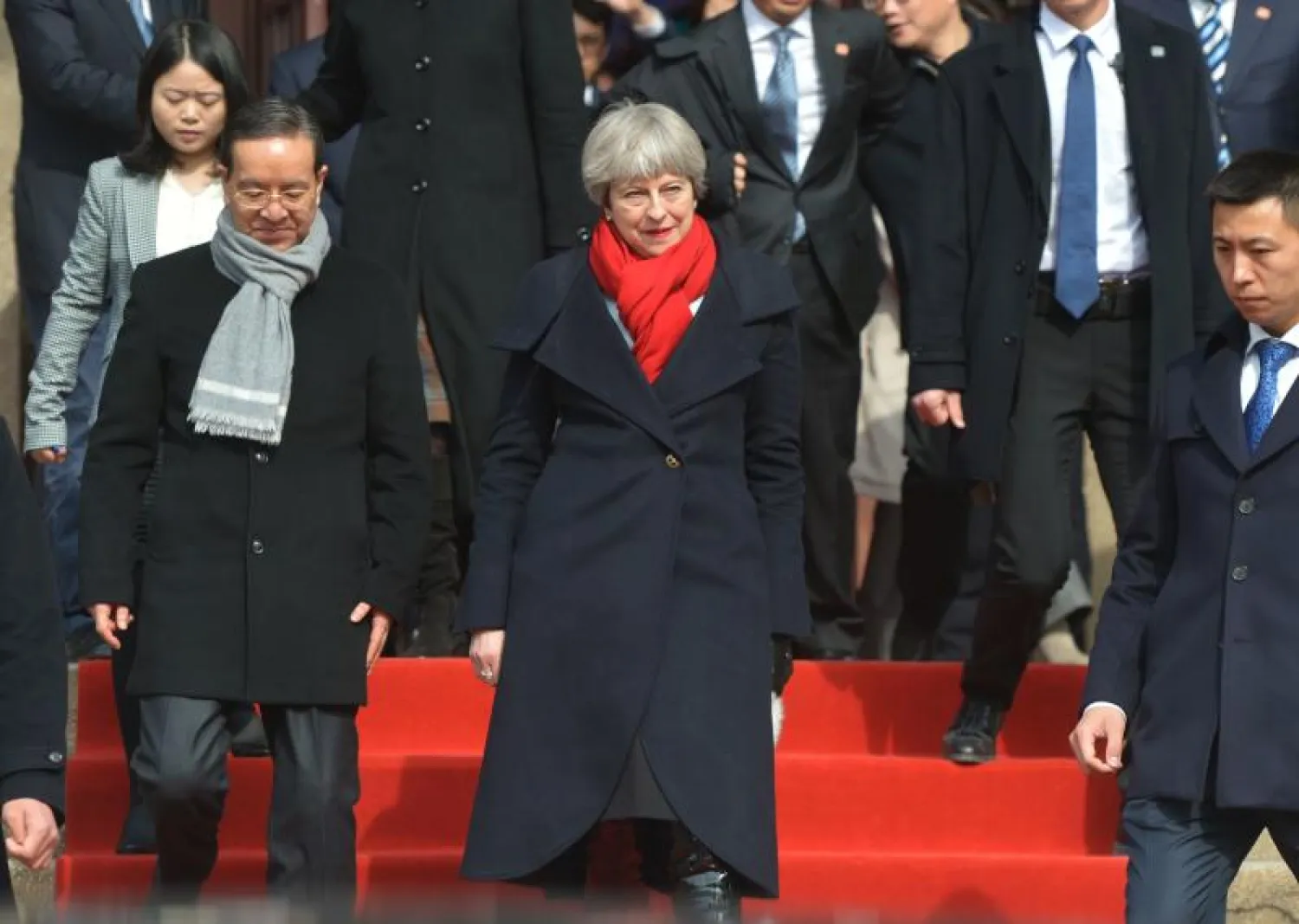 رئيسة الحكومة البريطانية تيريزا ماي في الصين (أ.ف.ب)