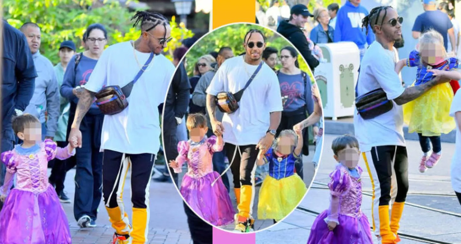 لويس هاميلتون برفقة ابن أخته وابنة أخيه في «ديزني لاند»