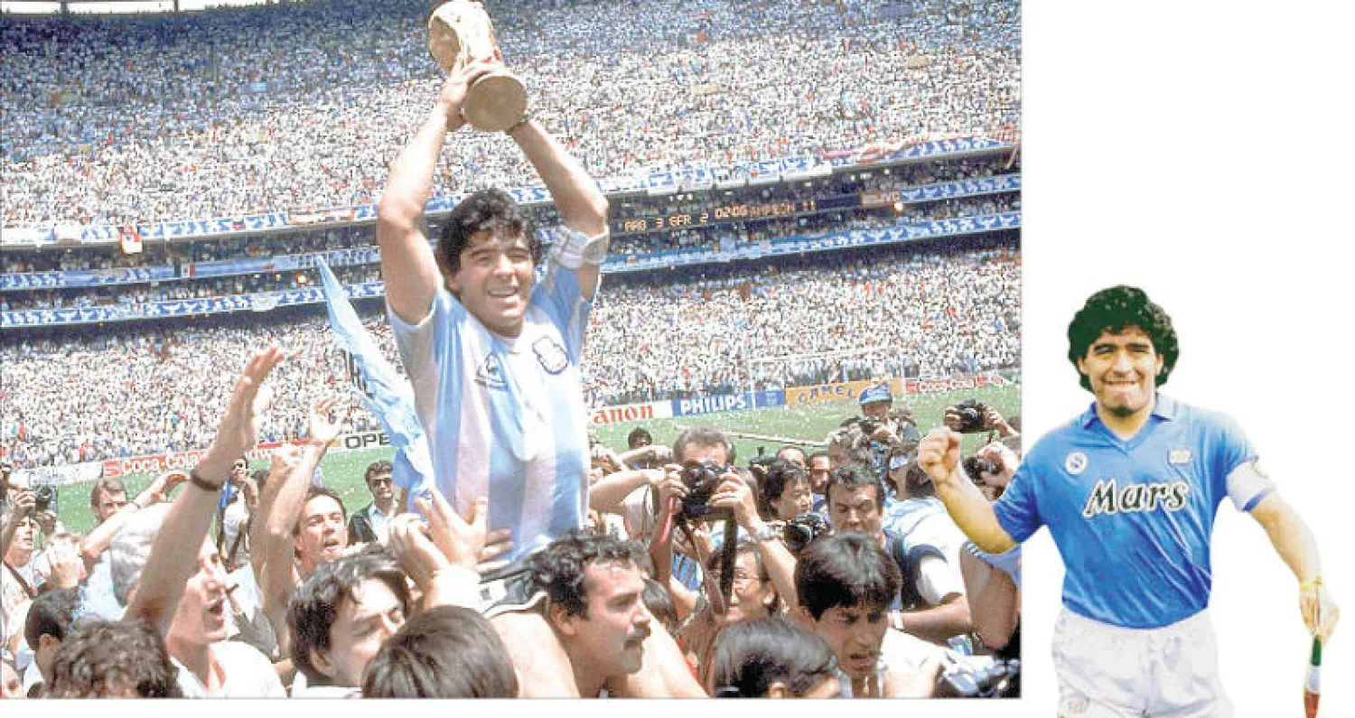 مارادونا بقميص نابولي - مارادونا والأرجنتين ولقب مونديال 1986 («الشرق الأوسط»)