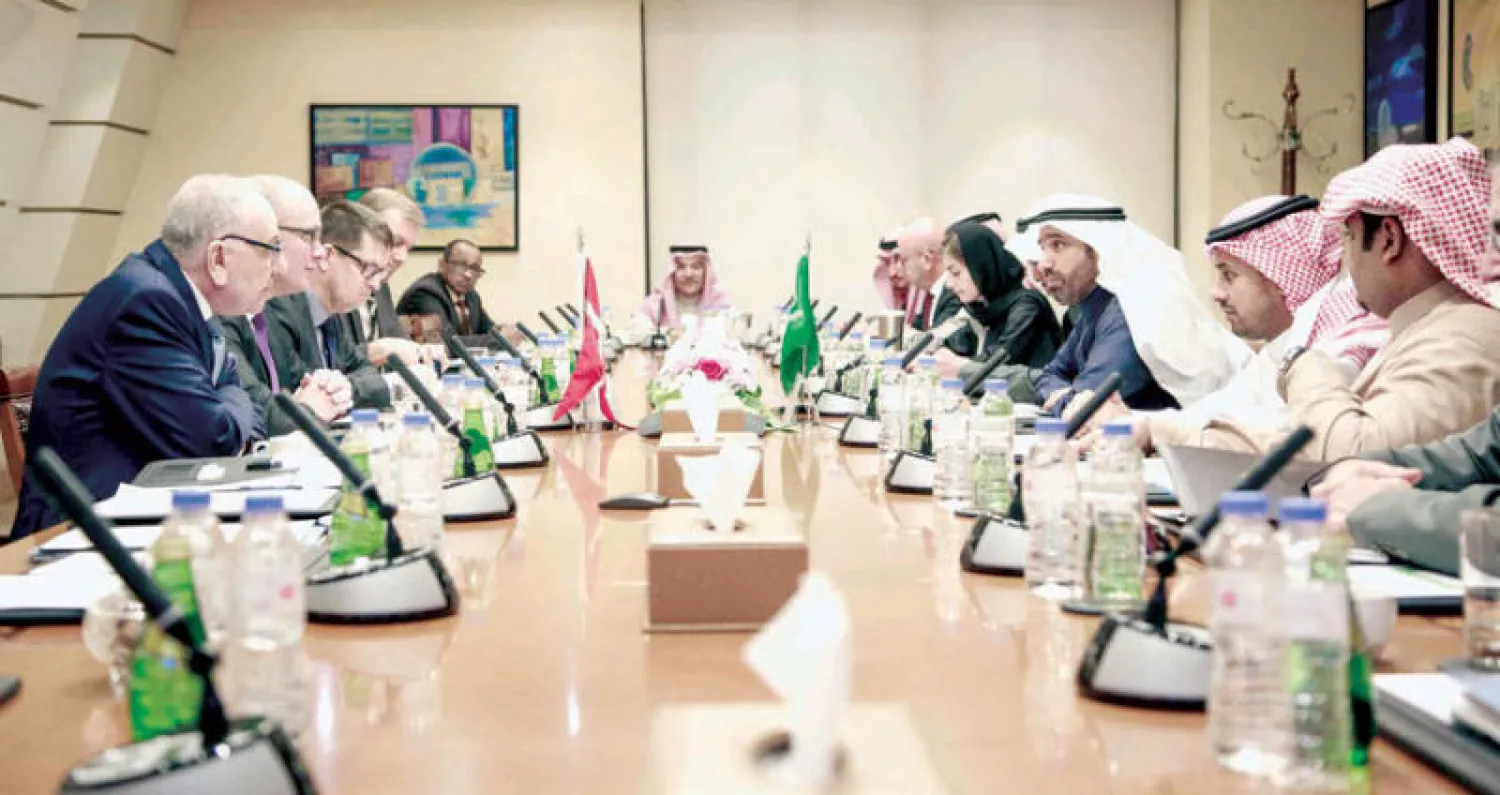 جانب من لقاء الوفد الدنماركي الزائر في مجلس الغرف السعودية بالرياض أول من أمس («الشرق الأوسط»)