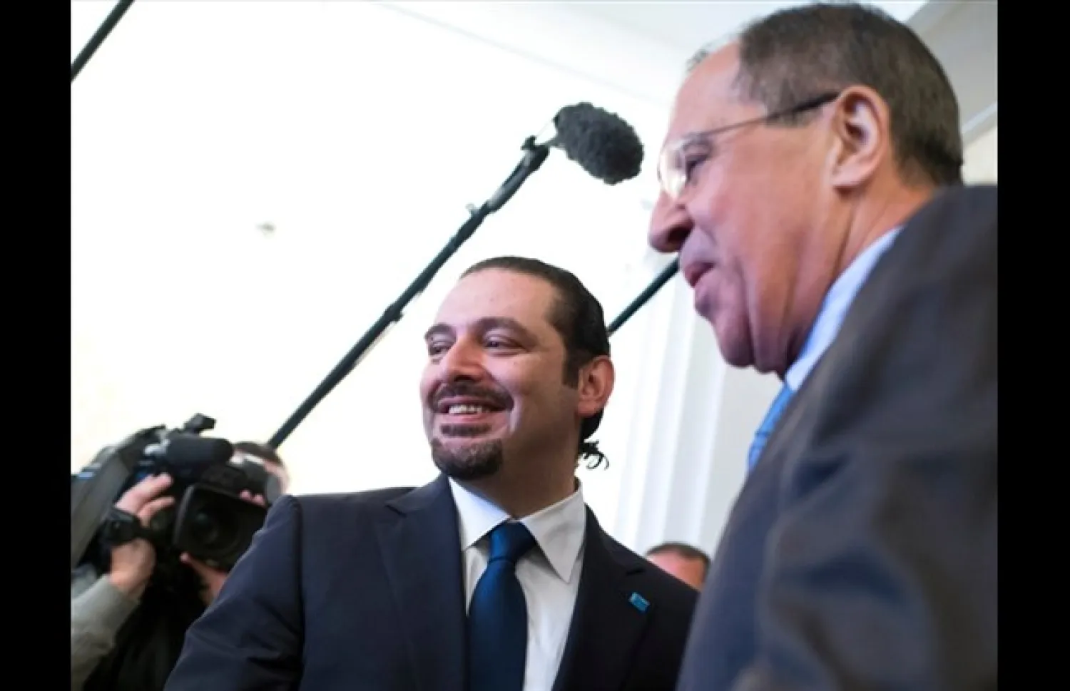 File photo: Russian Foreign Minister Sergei Lavrov, right, greets Lebanese Prime Minister Saad Hariri in Moscow, Russia. AP Photo/Alexander Zemlianichenko