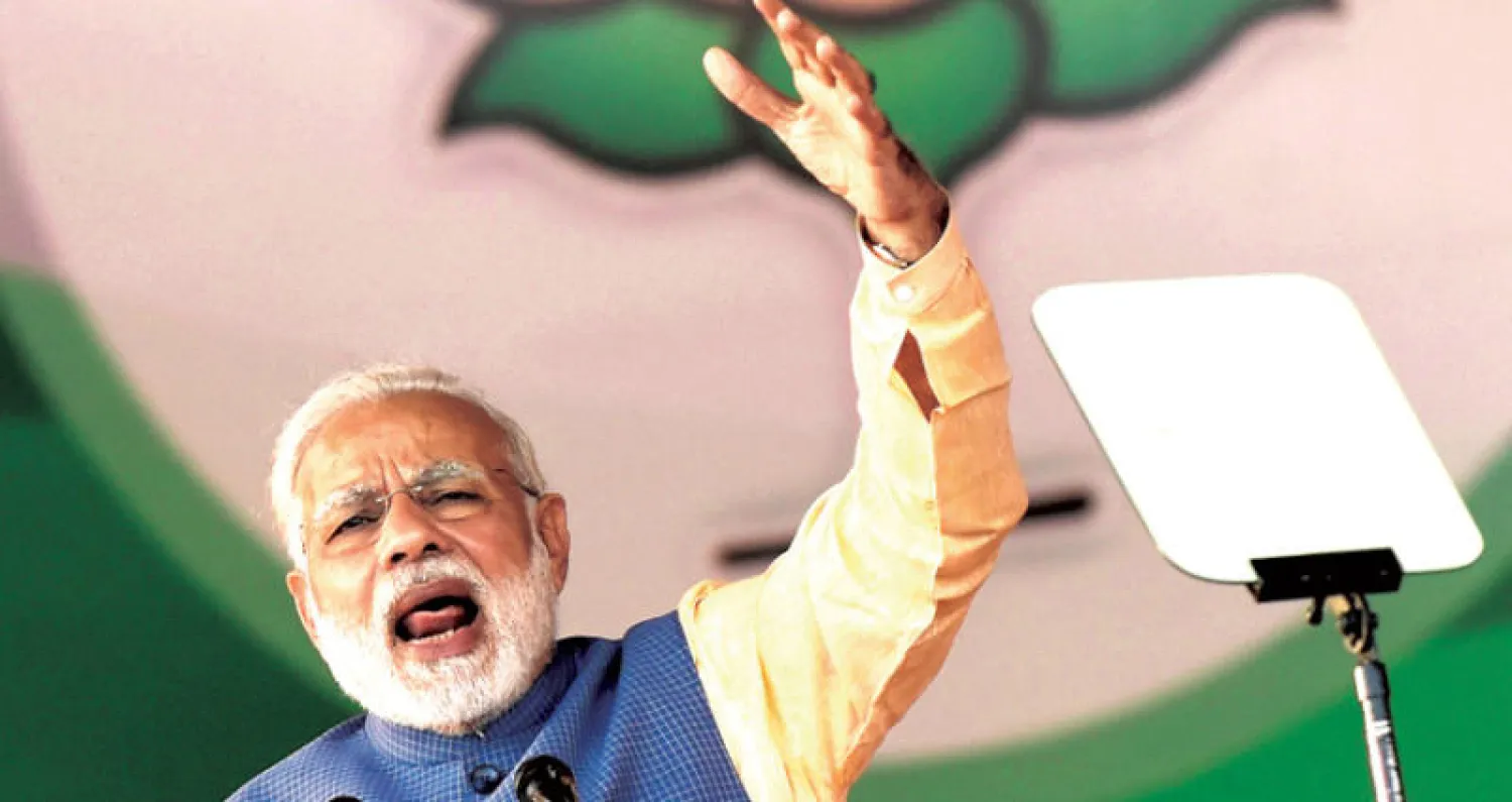 ناريندرا مودي خلال حملة الانتخابات التشريعية للولايات (إ.ب.أ)