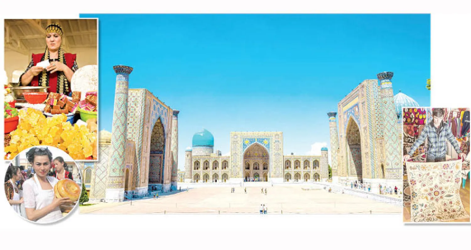 السجاد من الأشياء التي تتميز بها البلاد - ريجستان قلب المدينة القديمة وأحد معالم سمرقند - أسواق شعبية