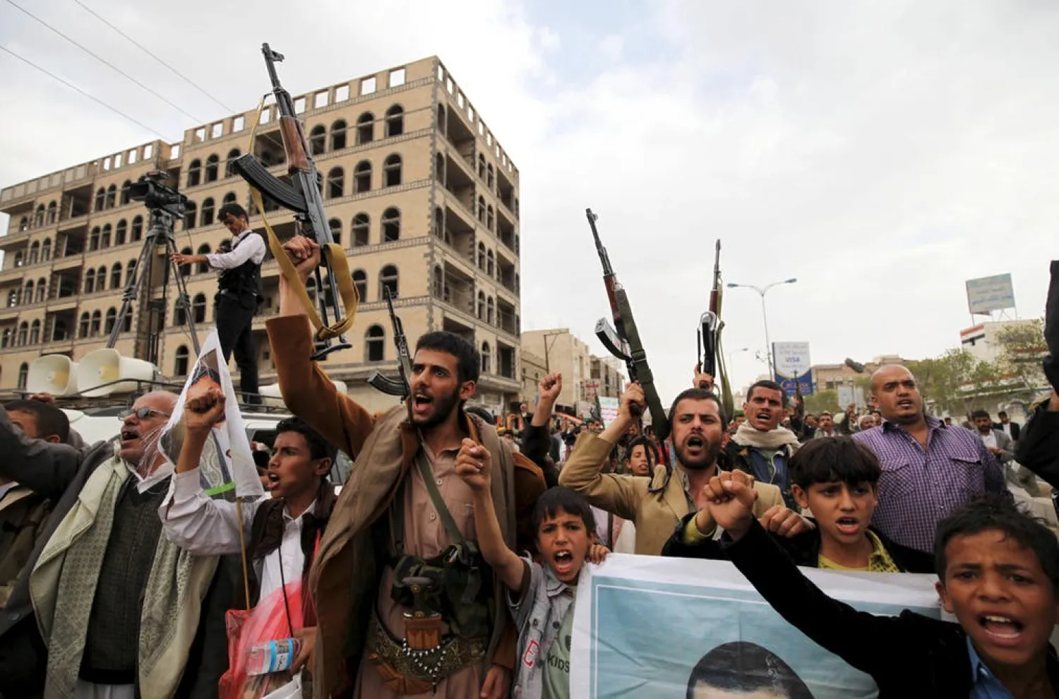 Houthi followers in Sanaa, Yemen. (Reuters)