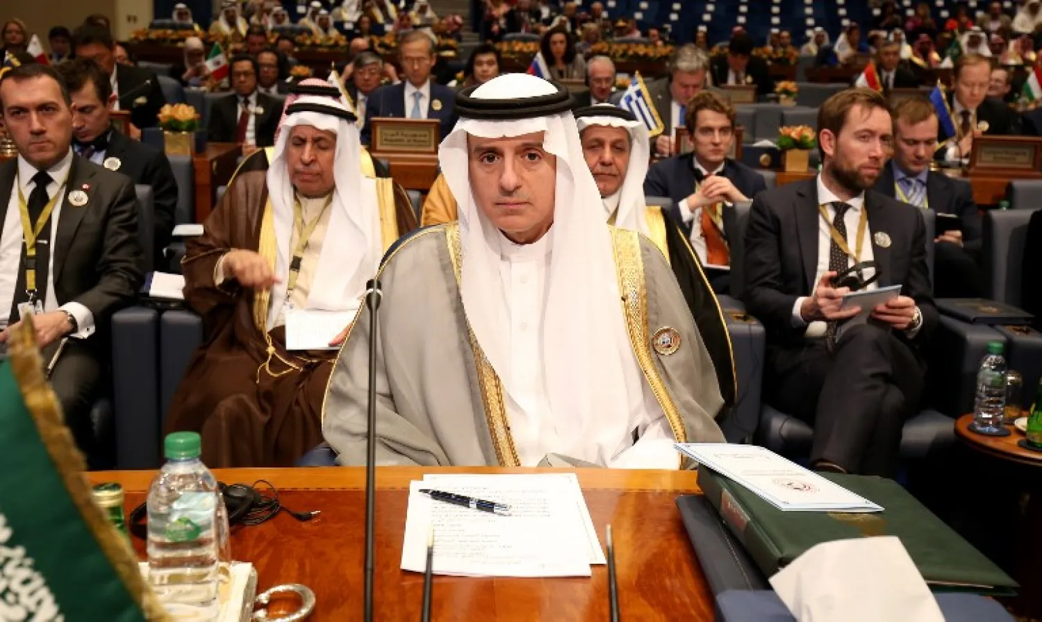 Saudi Foreign Minister Adel al-Jubeir attends the second day of an international conference for reconstruction of Iraq, in Kuwait City, on February 14, 2018. YASSER AL-ZAYYAT / AFP