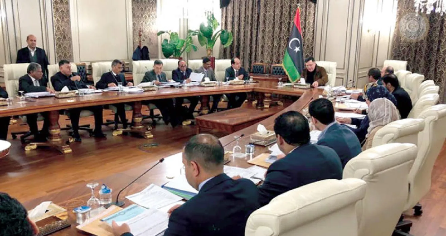صورة وزعها مكتب السراج لاجتماع حكومة الوفاق في طرابلس أمس