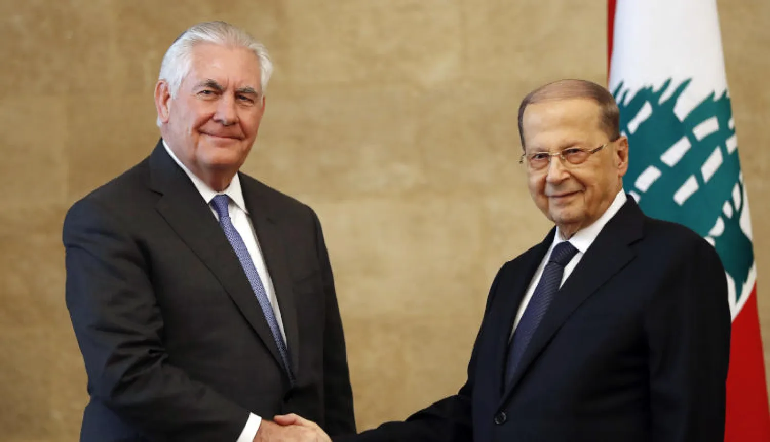 الرئيس اللبناني العماد ميشال عون ووزير الخارجية الأميركي ريكس تيلرسون