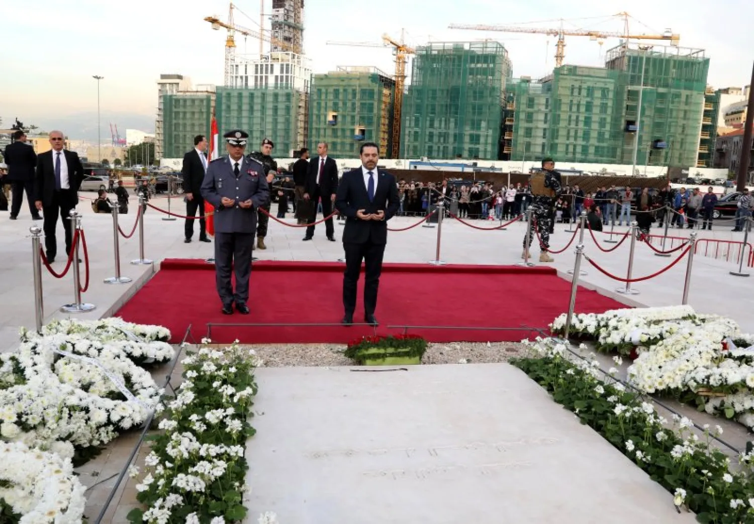 Lebanon’s Prime Minister Saad Hariri visits the grave of his father slain Prime Minister Rafik Hariri, Beirut, Feb. 14, 2018 (Dalati & Nohra)