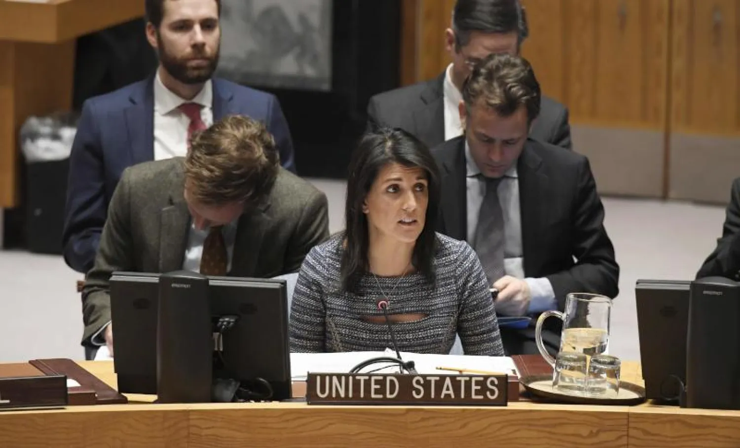 السفيرة الأميركية لدى الأمم المتحدة نيكي هايلي (أ.ف.ب)
