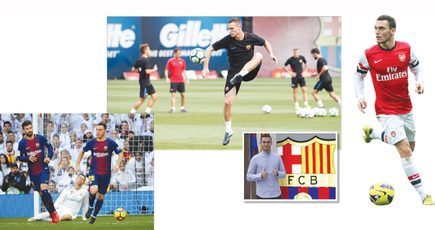 فيرمايلين عانى لحجز مكان في تشكيلة برشلونة - فيرمايلين في تدريبات برشلونة متحفزاً للعب أمام تشيلسي - صنع مع بيكيه ثنائياً صلباً في مواجهة الريال بالكلاسيكو (إ.ب.أ)